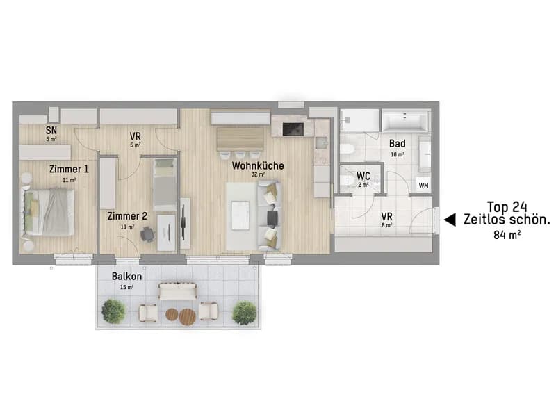 3-Zimmer-Wohnung kaufen in Wien – 83,25 m², € 549.900 – Bild 4 von 6