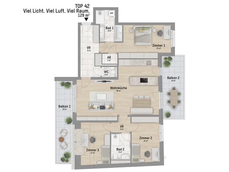 4-Zimmer-Wohnung kaufen in Wien – 129,25 m², € 999.900 – Bild 3 von 6