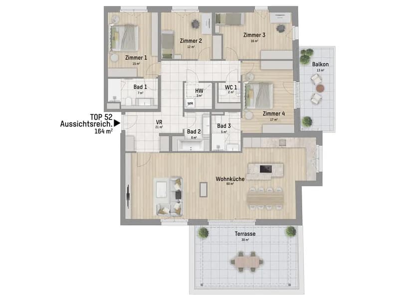 5-Zimmer-Wohnung kaufen in Wien – 163,78 m², € 1.399.900 – Bild 3 von 6