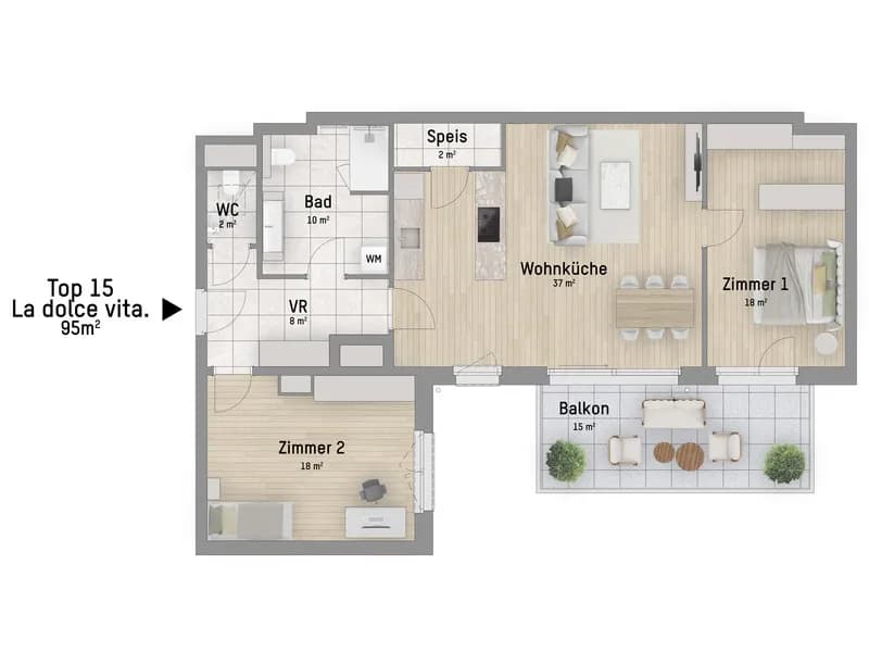 3-Zimmer-Wohnung kaufen in Wien – 95,24 m², € 649.900 – Bild 3 von 6