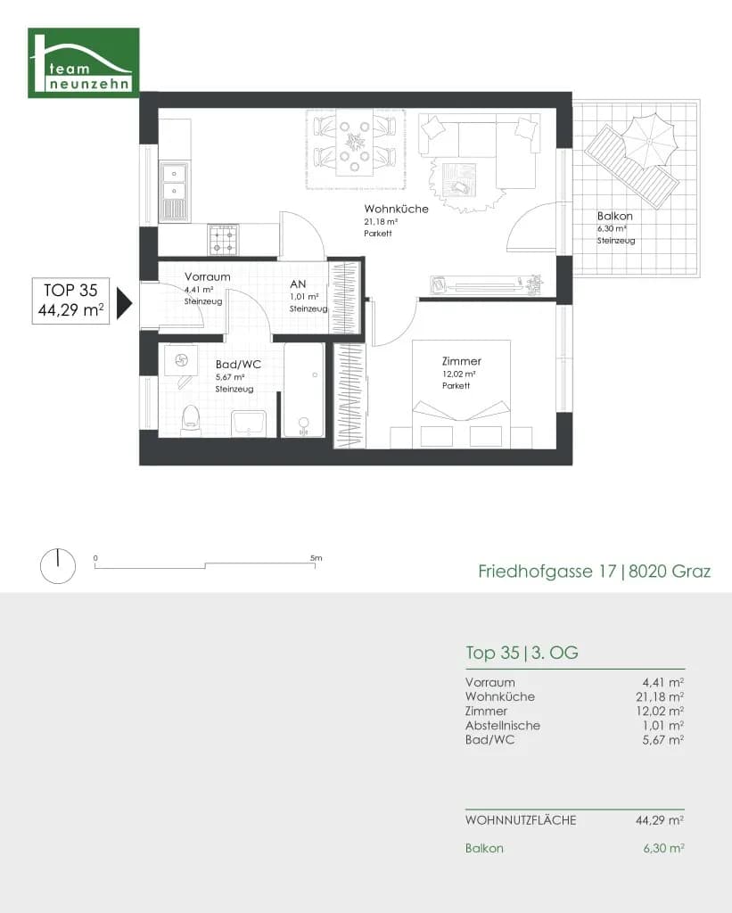 2-Zimmer-Wohnung mieten in Graz – 44,29 m², € 635 – Bild 20 von 20