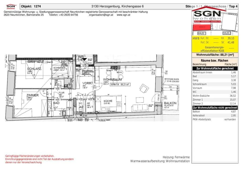 3-Zimmer-Wohnung mieten in Sankt Pölten Land – 88,21 m², € 860 – Bild 20 von 20