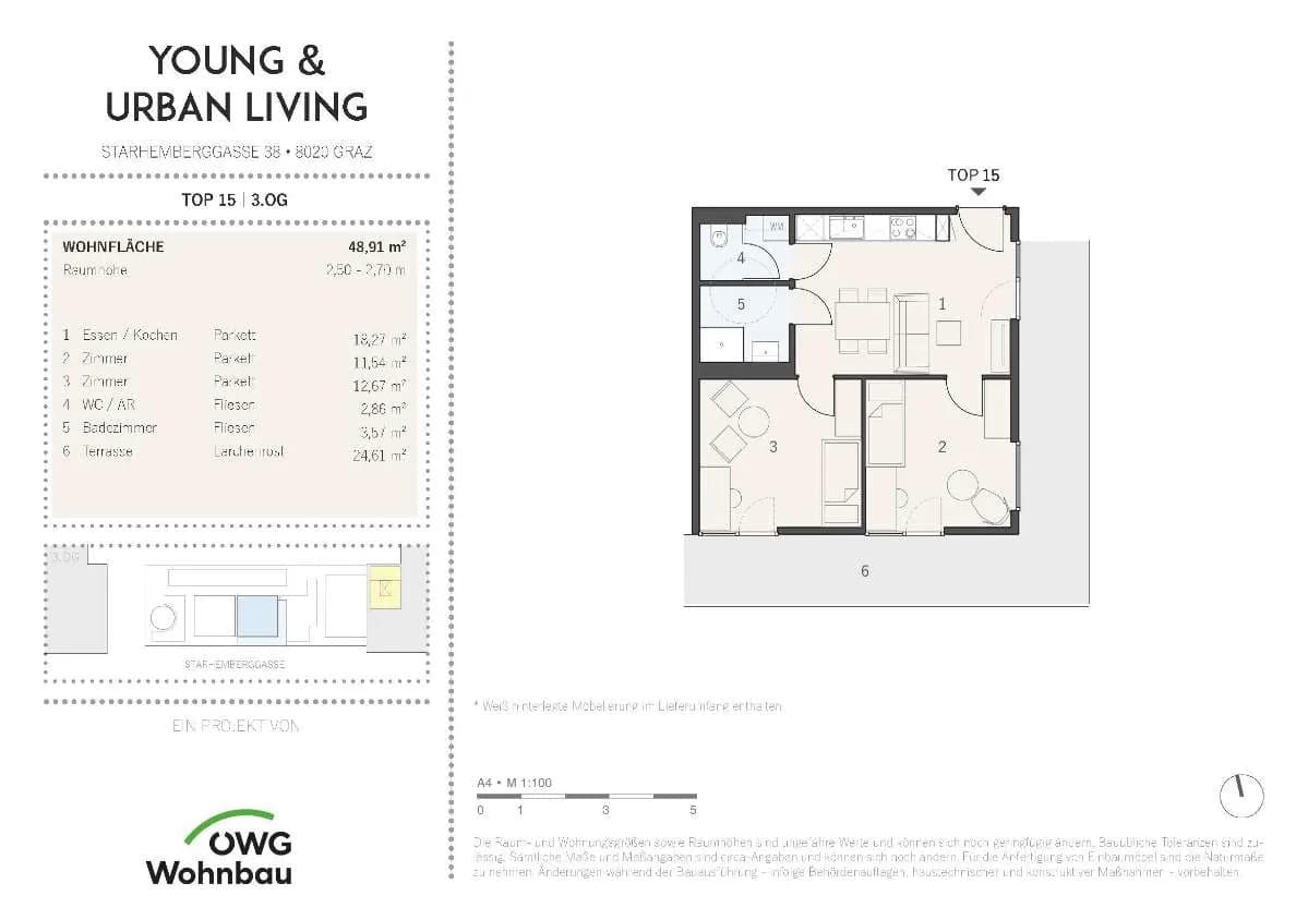 3-Zimmer-Wohnung mieten in Graz – 48,9 m², € 941 – Bild 12 von 12