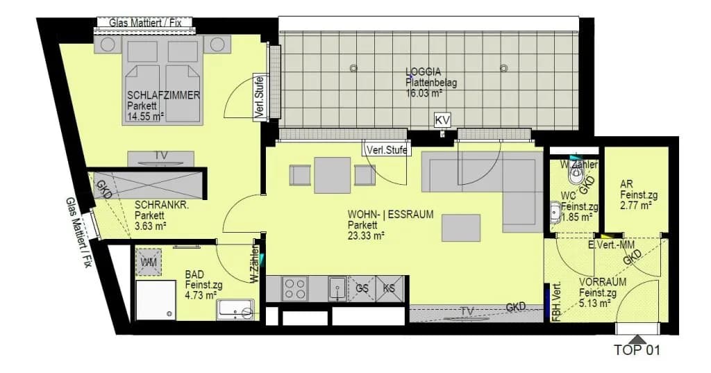 2-Zimmer-Wohnung kaufen in Wien – 56 m², € 308.400 – Bild 2 von 14