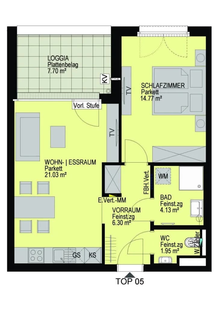 2-Zimmer-Wohnung kaufen in Wien – 48,19 m², € 344.800 – Bild 2 von 8