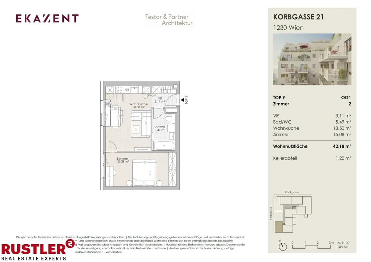 2-Zimmer-Wohnung kaufen in Wien – 42,18 m², € 235.000 – Bild 5 von 11