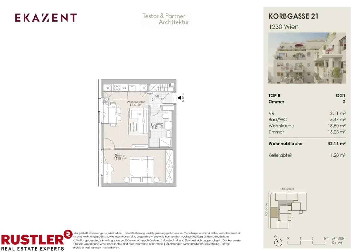2-Zimmer-Wohnung kaufen in Wien – 42,16 m², € 239.900 – Bild 4 von 10