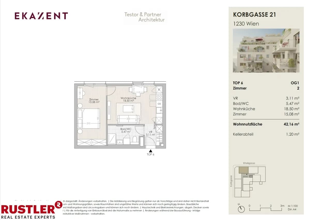 2-Zimmer-Wohnung kaufen in Wien – 42,16 m², € 235.000 – Bild 5 von 11