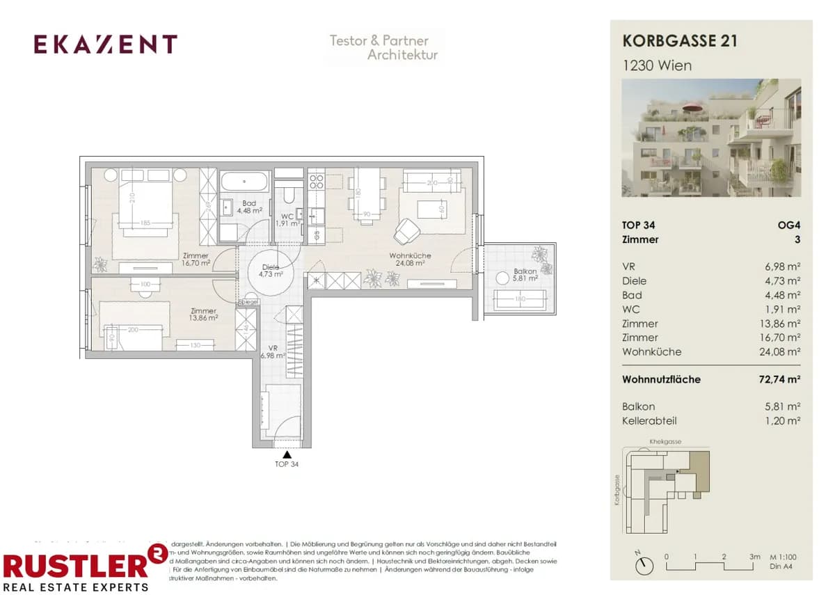 3-Zimmer-Wohnung kaufen in Wien – 72,74 m², € 459.500 – Bild 5 von 11