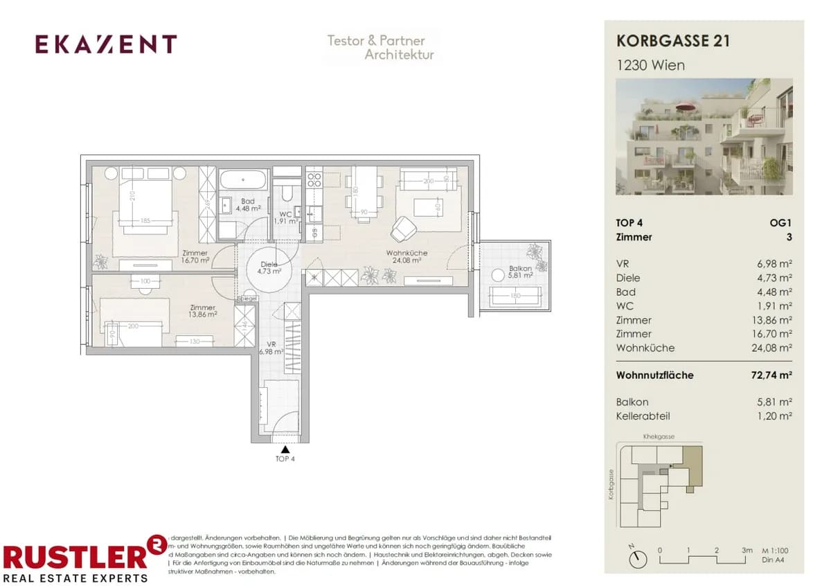 3-Zimmer-Wohnung kaufen in Wien – 72,74 m², € 429.500 – Bild 4 von 10