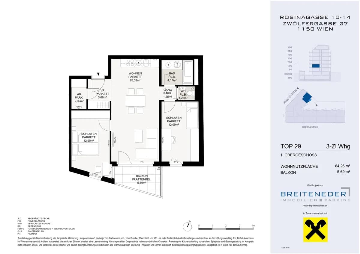 3-Zimmer-Wohnung kaufen in Wien – 64,26 m², € 470.200 – Bild 4 von 4