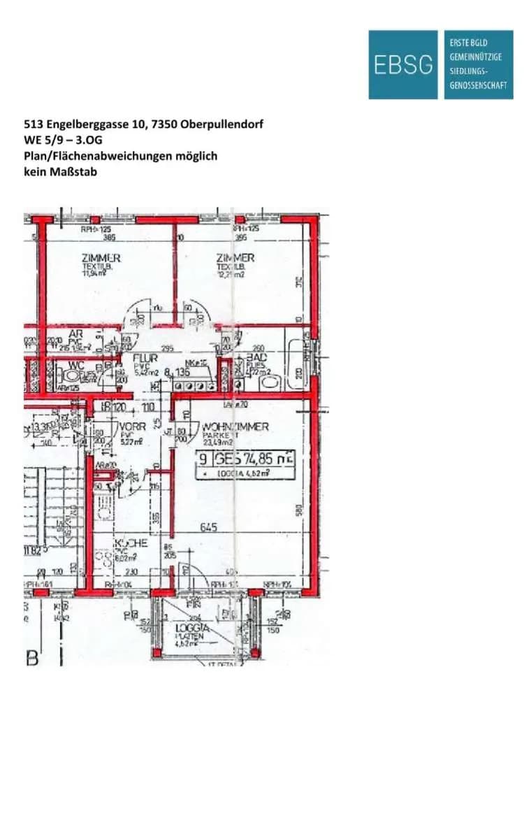 3-Zimmer-Wohnung mieten in Oberpullendorf – 79,47 m², € 652 – Bild 2 von 5