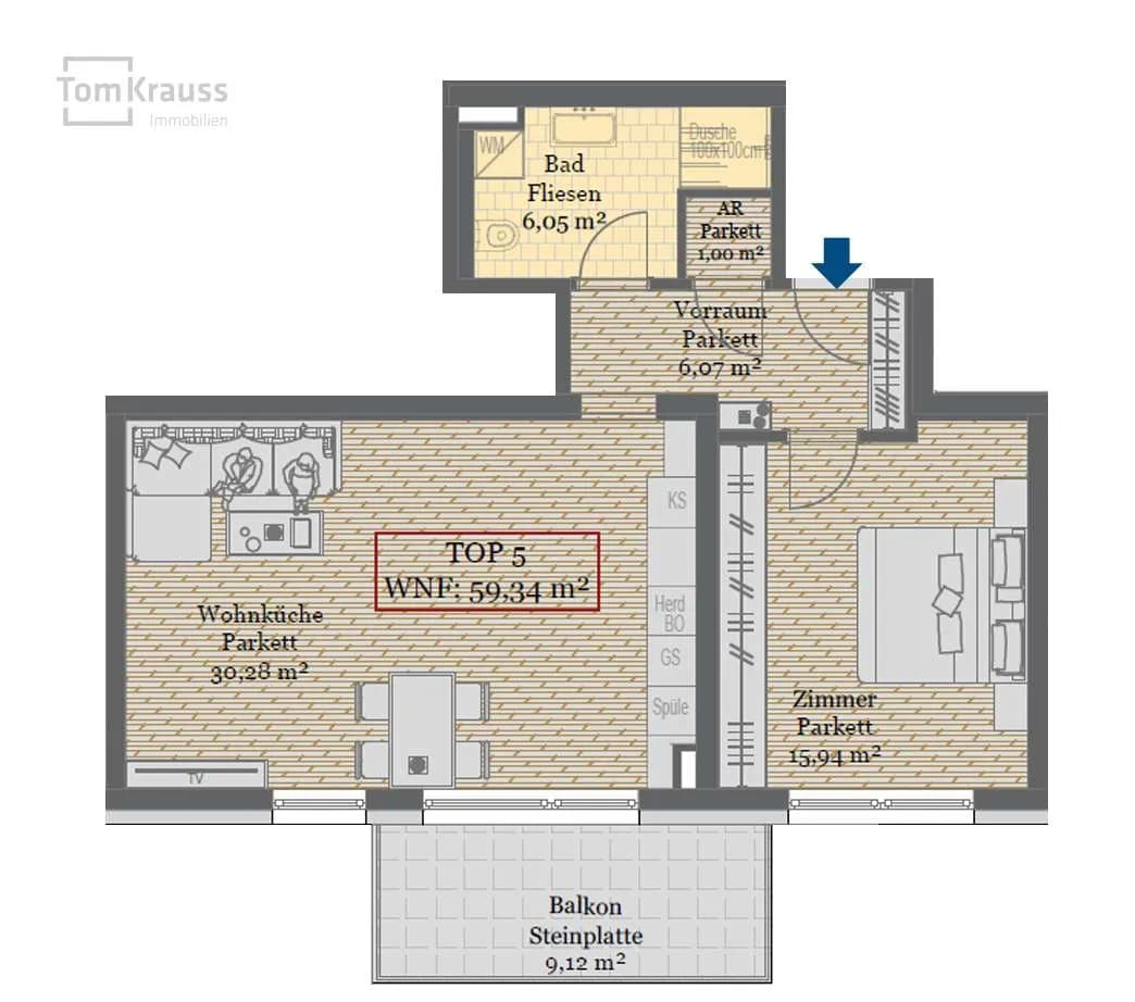 2-Zimmer-Wohnung kaufen in Wien – 59,34 m², € 425.000 – Bild 8 von 20