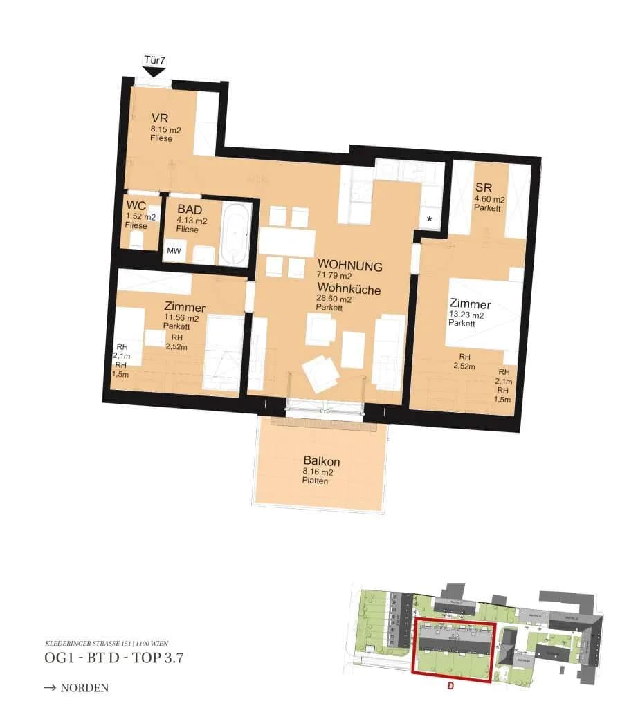 3-Zimmer-Wohnung kaufen in Wien – 72,12 m², € 489.000 – Bild 5 von 5