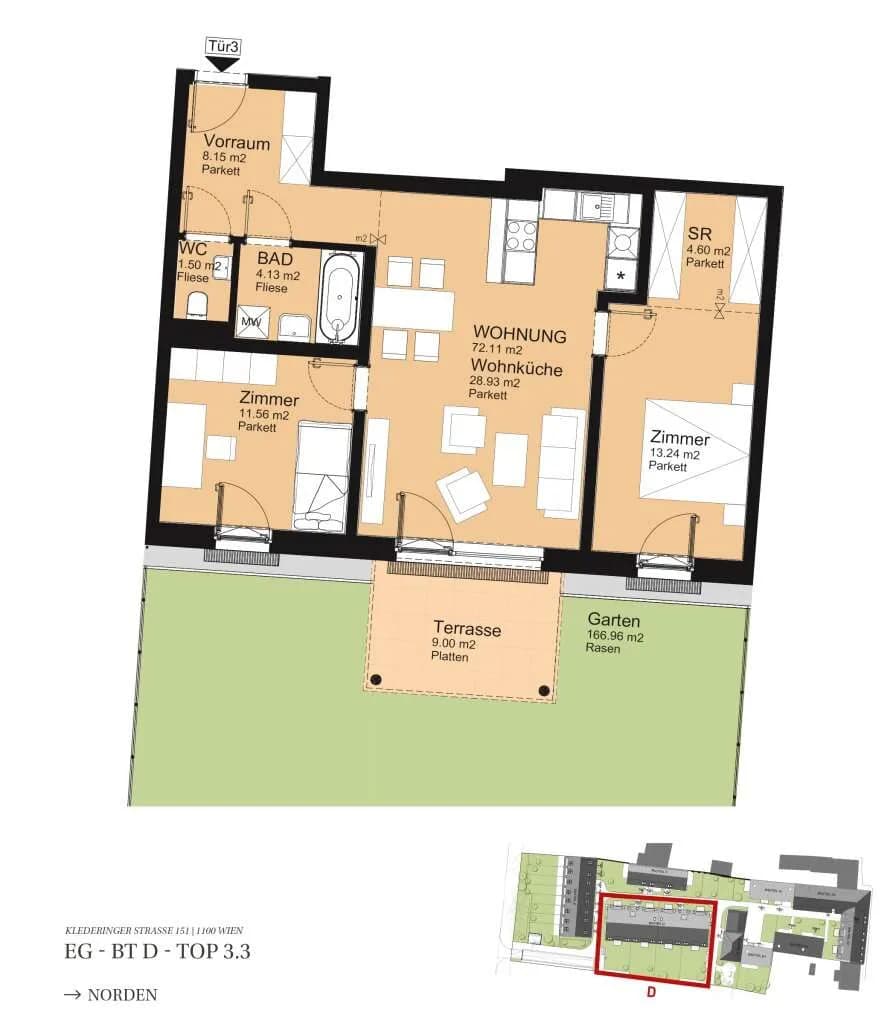 4-Zimmer-Wohnung kaufen in Wien – 72,11 m², € 587.000 – Bild 5 von 6