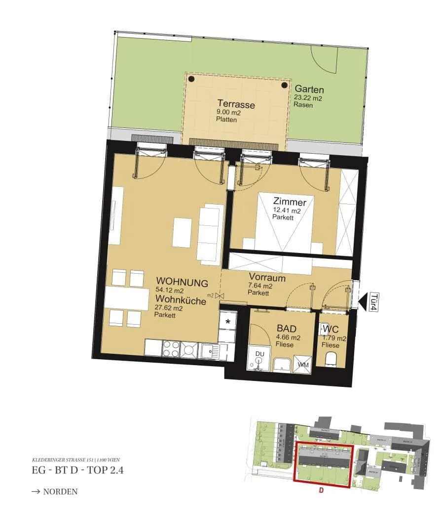 2-Zimmer-Wohnung kaufen in Wien – 53,54 m², € 379.000 – Bild 5 von 5