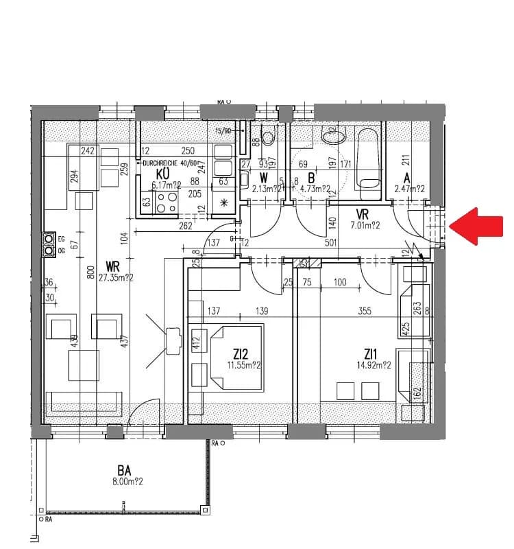 3-Zimmer-Wohnung mieten in Weiz – 76,3 m², € 779 – Bild 3 von 3