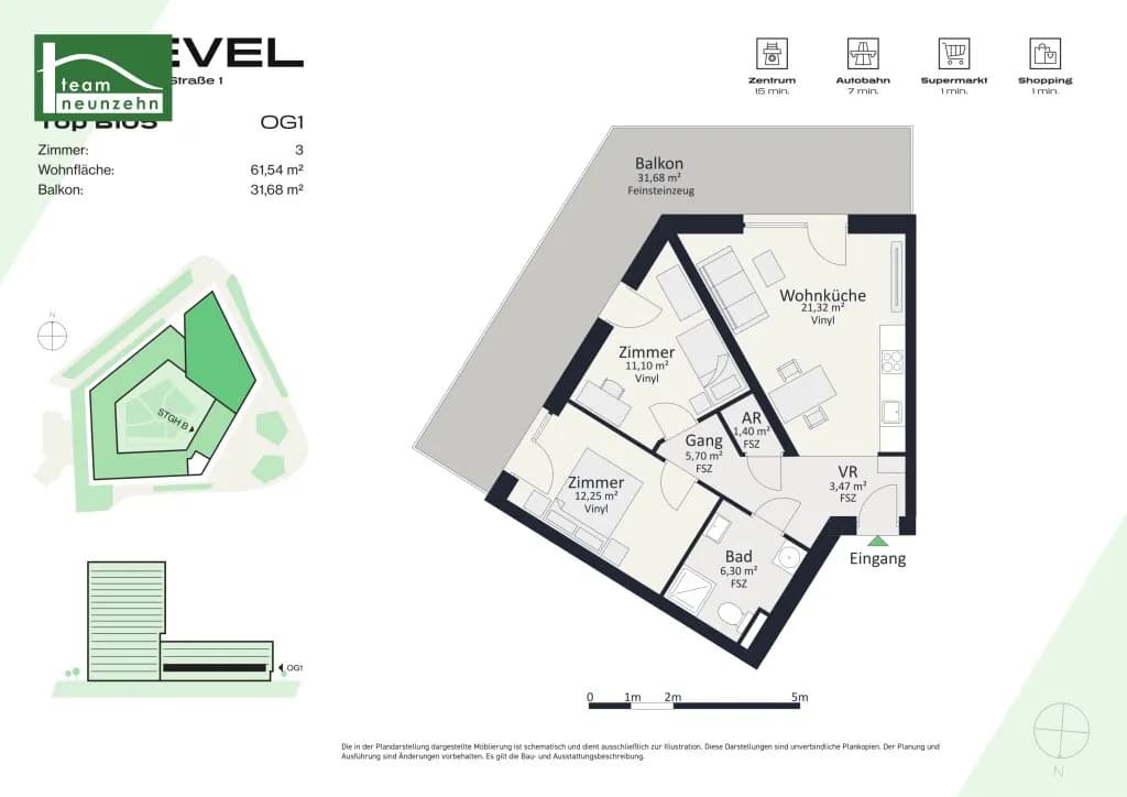 3-Zimmer-Wohnung mieten in Graz – 61,54 m², € 975 – Bild 25 von 25