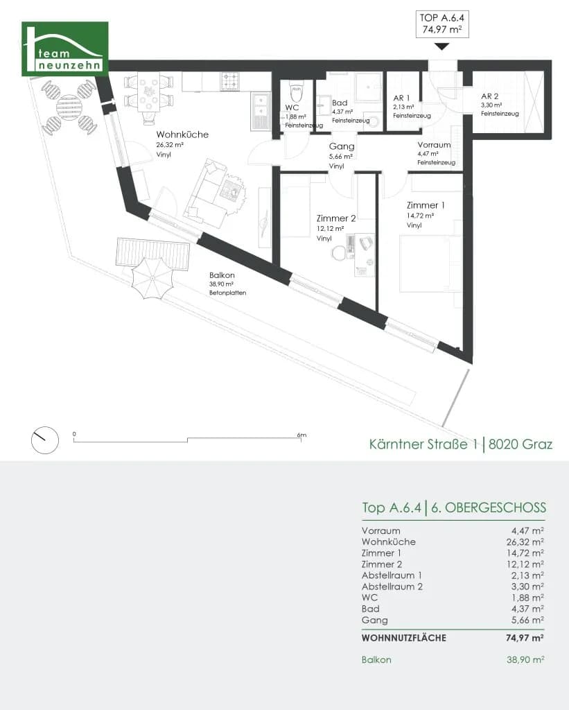 3-Zimmer-Wohnung mieten in Graz – 73,64 m², € 1.249 – Bild 27 von 27