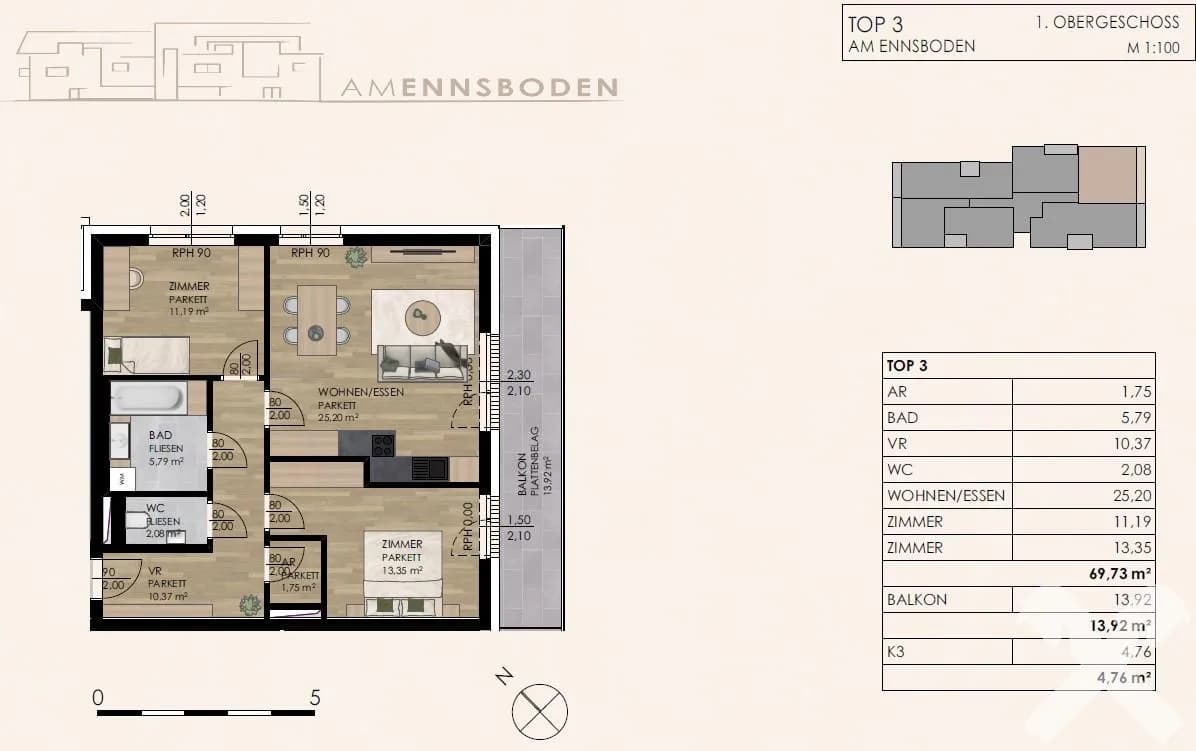 3-Zimmer-Wohnung kaufen in Liezen – 69,91 m², € 385.000 – Bild 7 von 7