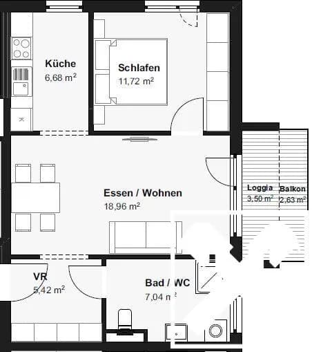 2-Zimmer-Immobilie kaufen in Perg – 49,82 m², € 186.548 – Bild 9 von 9