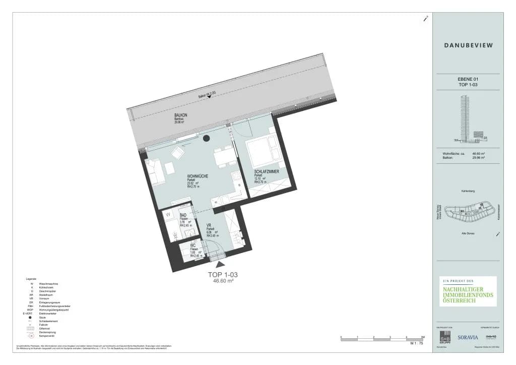 2-Zimmer-Wohnung mieten in Wien – 46,6 m², € 1.328 – Bild 7 von 7