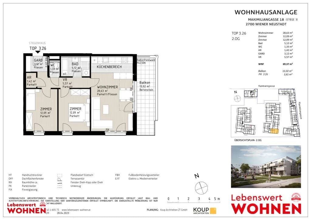 3-Zimmer-Wohnung mieten in Wiener Neustadt – 68,93 m², € 964 – Bild 15 von 18