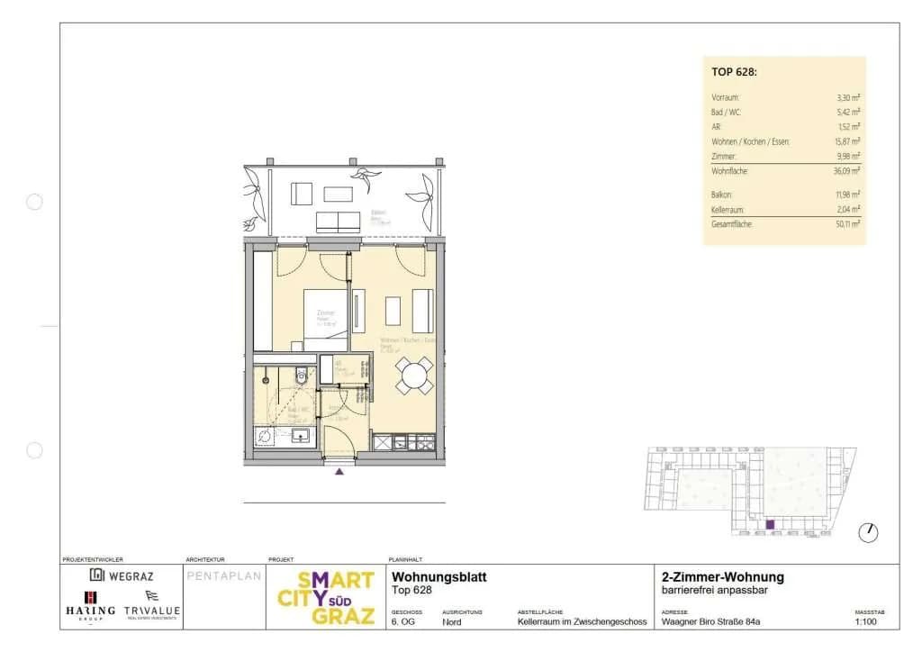 2-Zimmer-Wohnung mieten in Graz – 36,09 m², € 690 – Bild 6 von 6