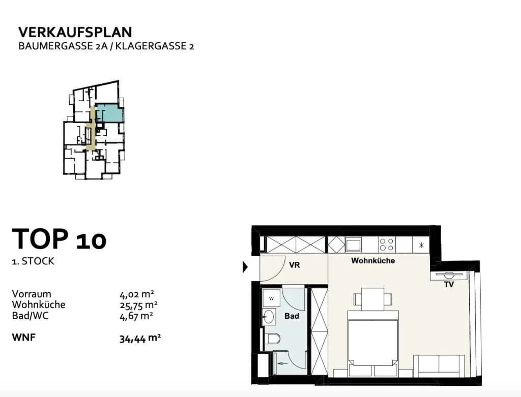 1-Zimmer-Wohnung kaufen in Wien – 34,3 m², € 219.002 – Bild 11 von 11
