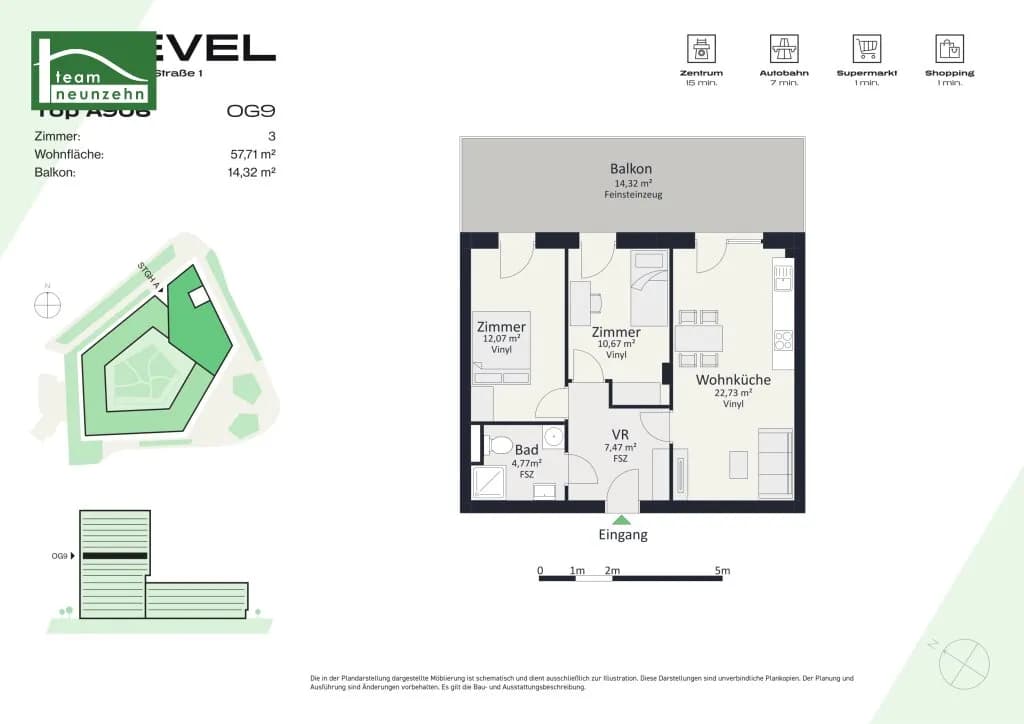 3-Zimmer-Wohnung mieten in Graz – 56,5 m², € 995 – Bild 26 von 26