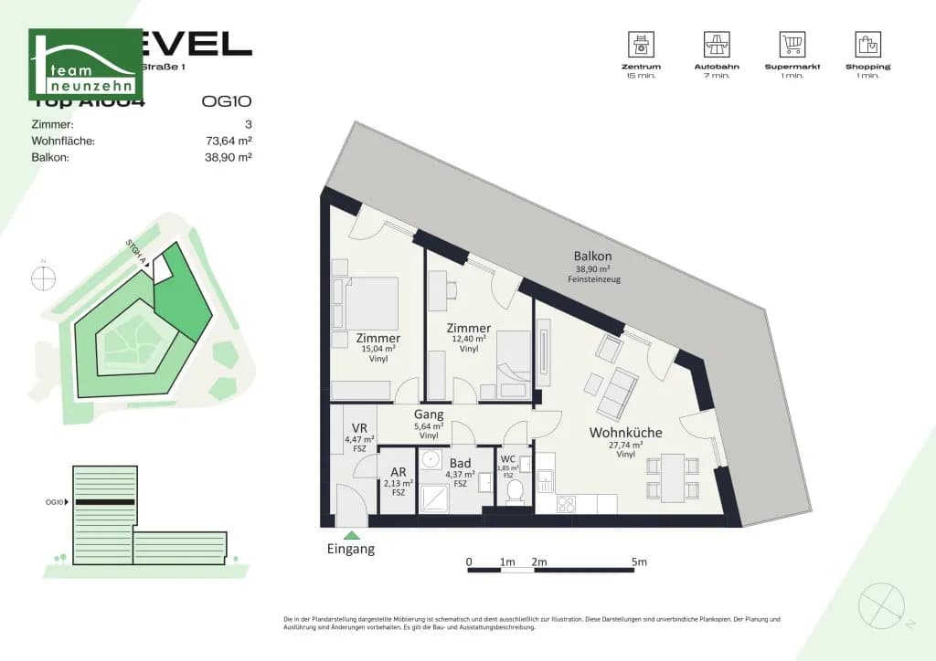 3-Zimmer-Wohnung mieten in Graz – 73,59 m², € 1.269 – Bild 22 von 22