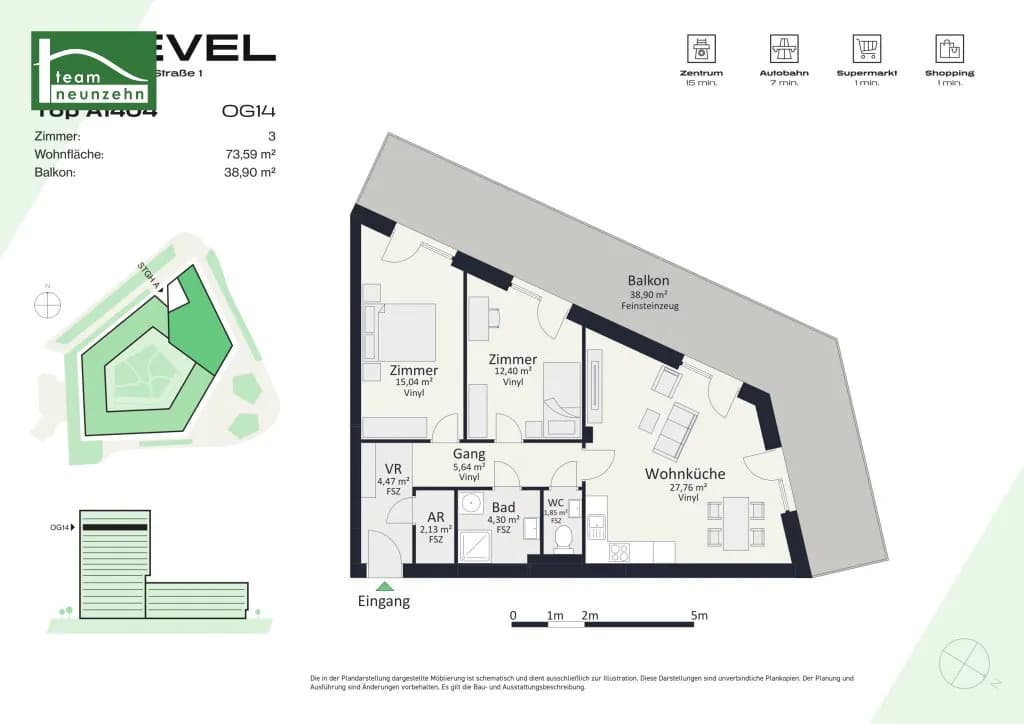 3-Zimmer-Wohnung mieten in Graz – 73,59 m², € 1.319 – Bild 24 von 24