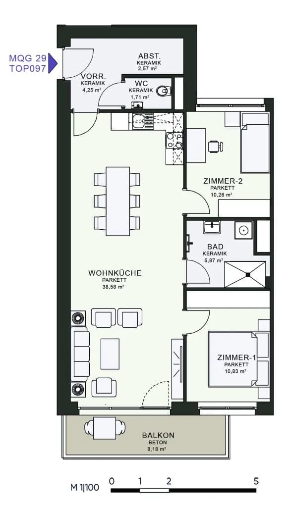 3-Zimmer-Wohnung mieten in Graz – 73,87 m², € 1.173 – Bild 6 von 6