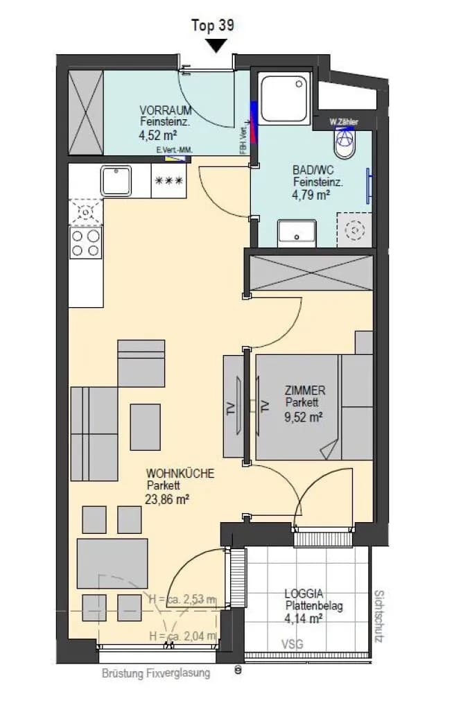 2-Zimmer-Wohnung kaufen in Wien – 42,69 m², € 330.200 – Bild 2 von 22