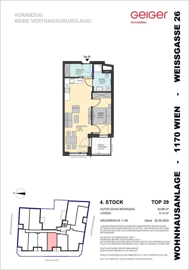 2-Zimmer-Wohnung kaufen in Wien – 42,69 m², € 330.200 – Bild 3 von 22
