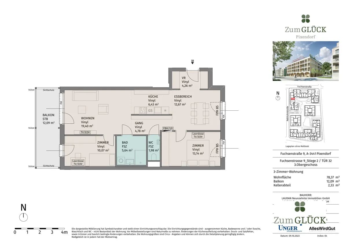 3-Zimmer-Wohnung mieten in Tulln – 77,97 m², € 1.095 – Bild 14 von 14