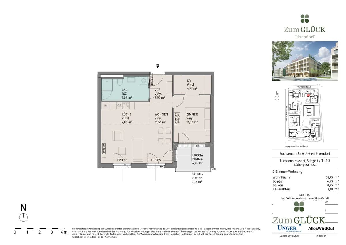 2-Zimmer-Wohnung mieten in Tulln – 55,75 m², € 830 – Bild 14 von 14