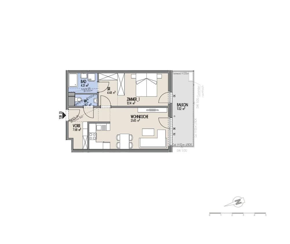 2-Zimmer-Wohnung kaufen in Wien – 51,97 m², € 298.000 – Bild 2 von 3