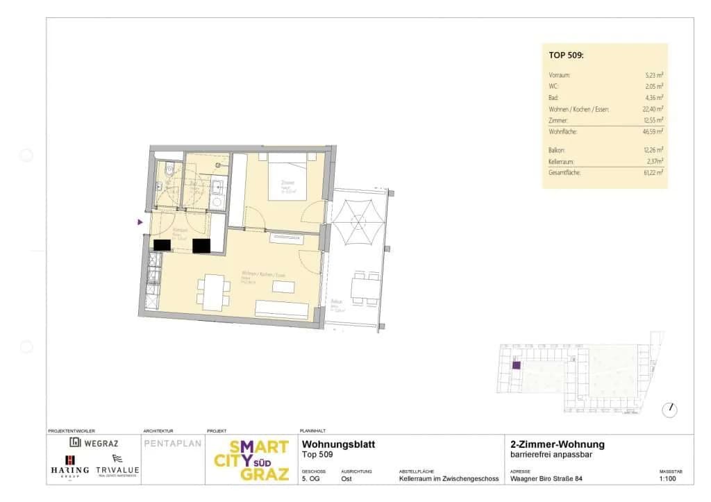 2-Zimmer-Wohnung mieten in Graz – 46,59 m², € 796 – Bild 10 von 10