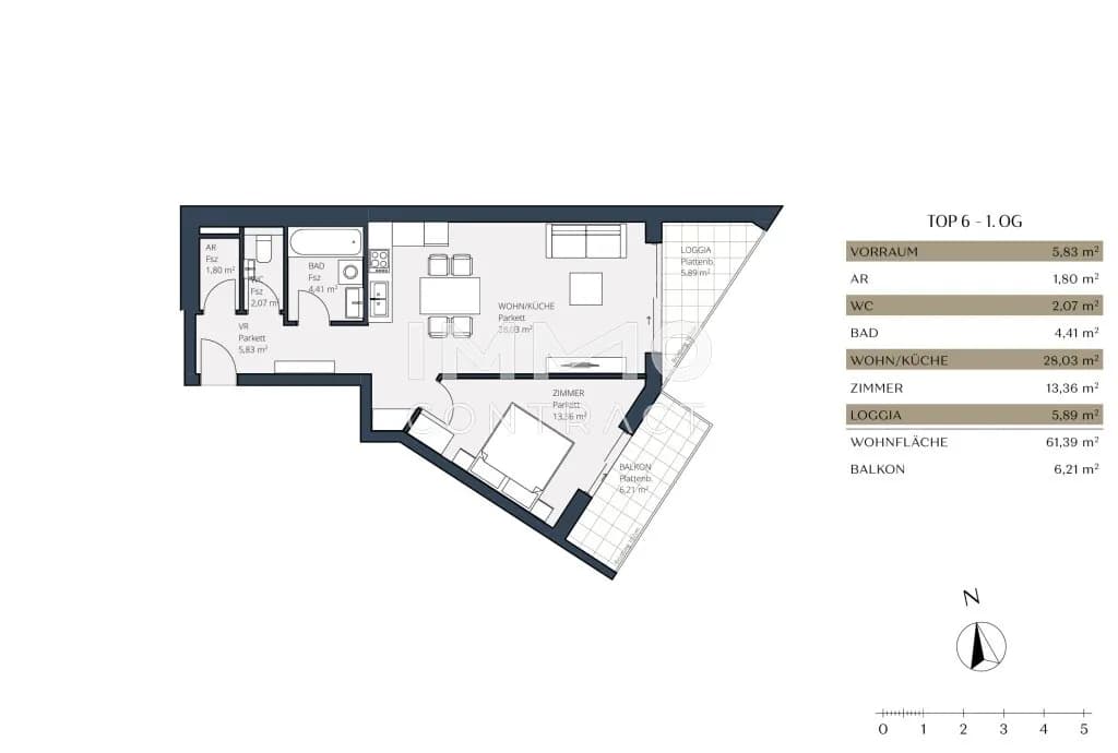 2-Zimmer-Wohnung kaufen in Wien – 61,39 m², € 359.000 – Bild 8 von 8