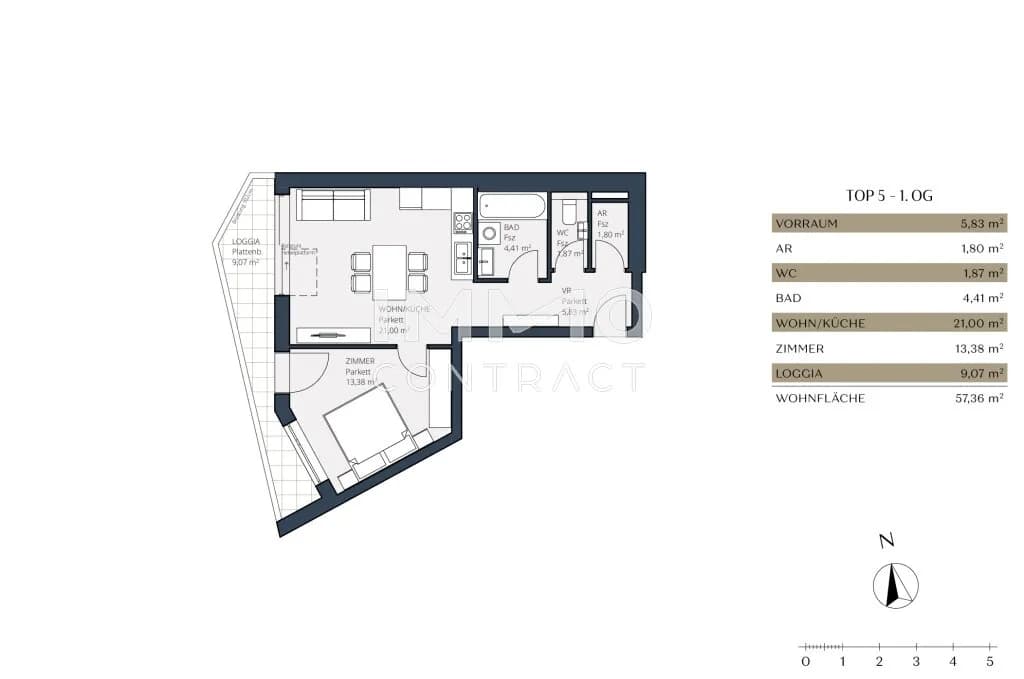2-Zimmer-Wohnung kaufen in Wien – 57,36 m², € 319.000 – Bild 8 von 8