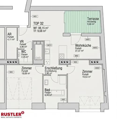 3-Zimmer-Wohnung kaufen in Wien – 88,15 m², € 699.000 – Bild 3 von 3