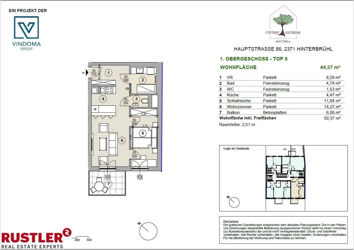 2-Zimmer-Wohnung kaufen in Mödling – 44,37 m², € 337.460 – Bild 5 von 5