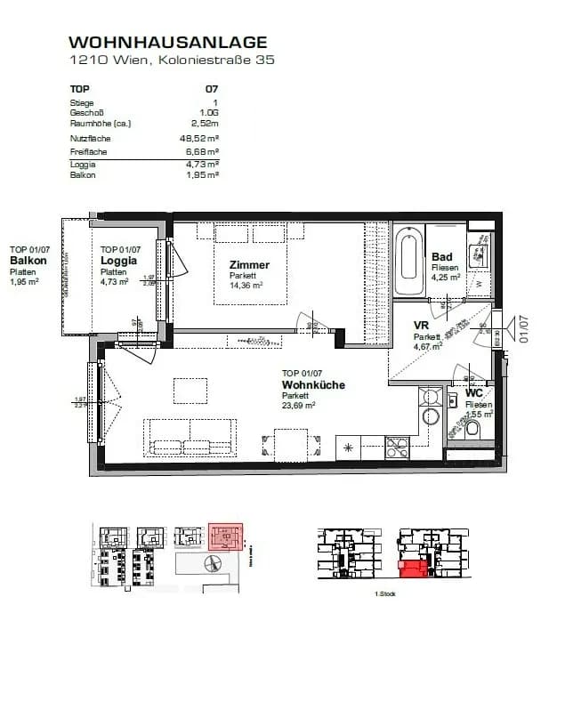 2-Zimmer-Wohnung mieten in Wien – 47,31 m², € 987 – Bild 9 von 10