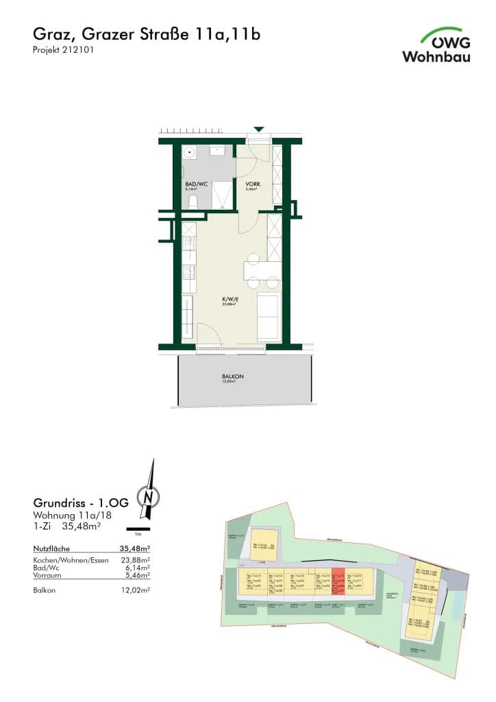 1-Zimmer-Wohnung kaufen in Graz – 35,49 m², € 210.440 – Bild 4 von 4