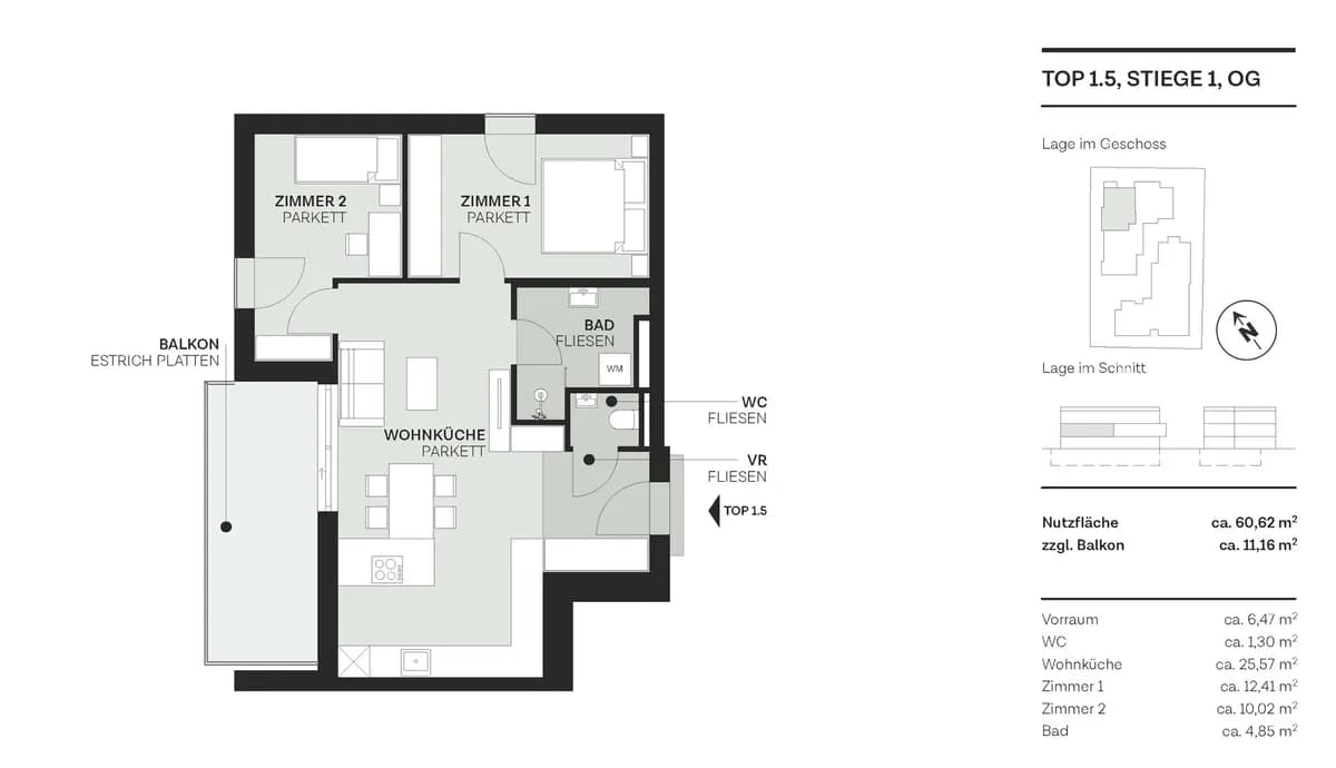 3-Zimmer-Wohnung kaufen in Wien – 60,62 m², € 451.000 – Bild 23 von 29