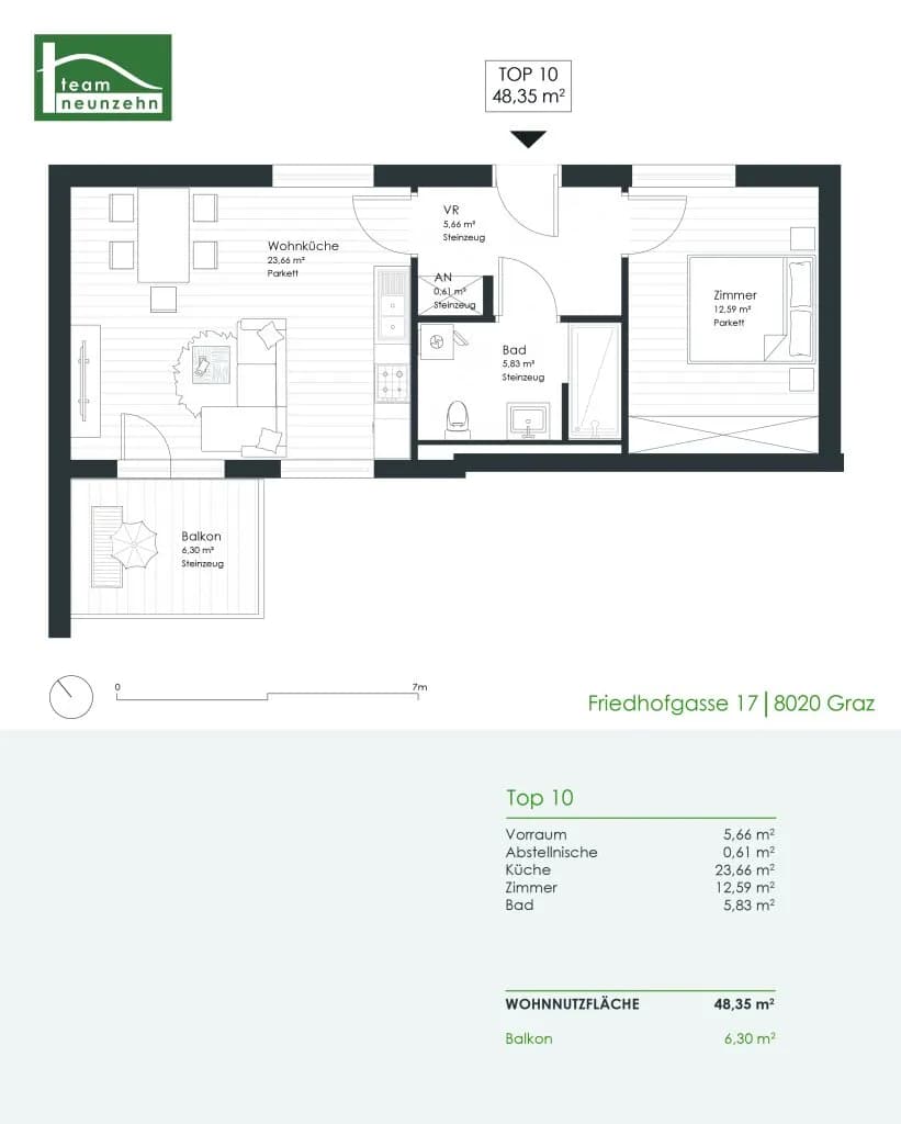 2-Zimmer-Wohnung mieten in Graz – 48,76 m², € 675 – Bild 19 von 19