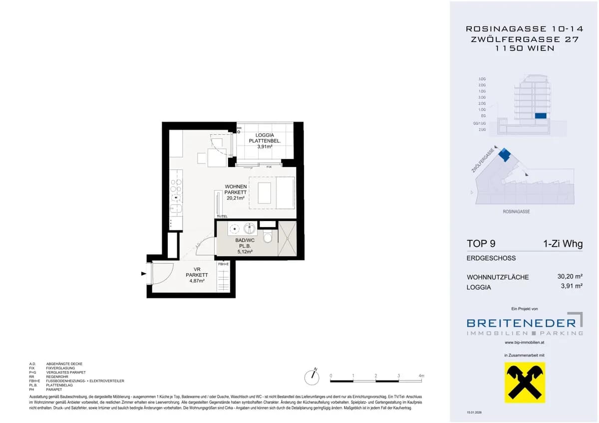 1-Zimmer-Wohnung kaufen in Wien – 30,2 m², € 231.200 – Bild 4 von 4