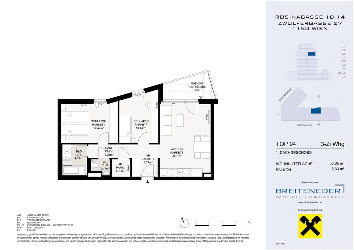 3-Zimmer-Wohnung kaufen in Wien – 60,06 m², € 457.700 – Bild 4 von 4