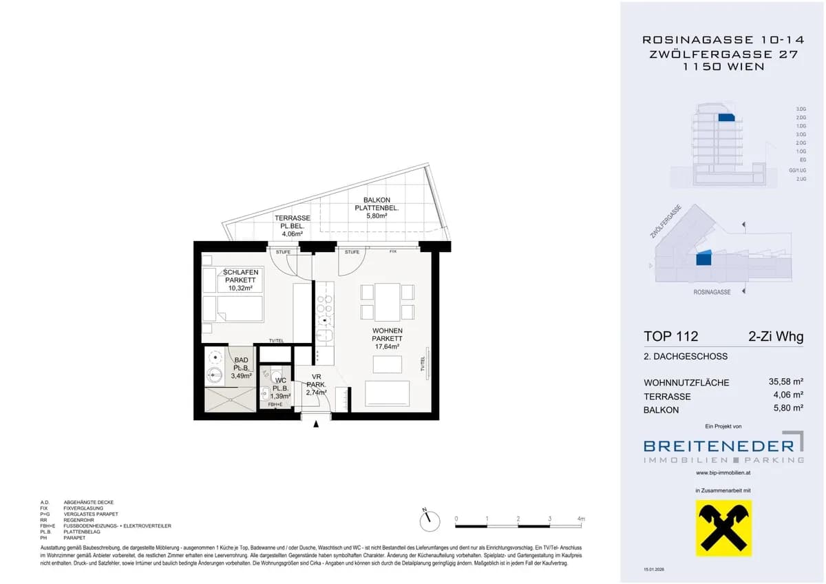 2-Zimmer-Wohnung kaufen in Wien – 36,28 m², € 303.600 – Bild 4 von 4